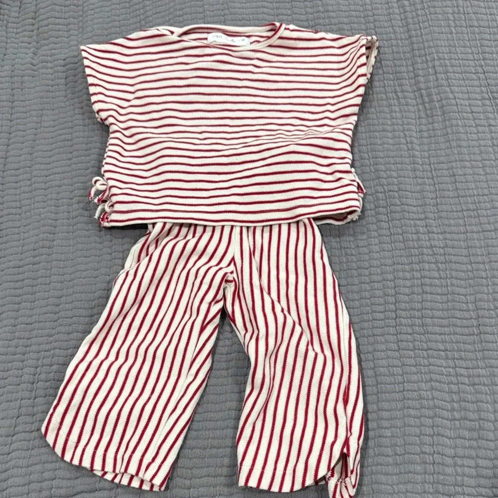 Zara Red & White Striped Kids Set